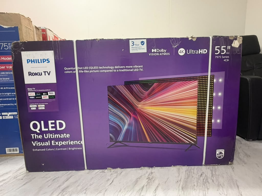 Philips Roku TV 55" QLED 4K Ultra HD Smart TV – Dolby Vision & Dolby Atmos